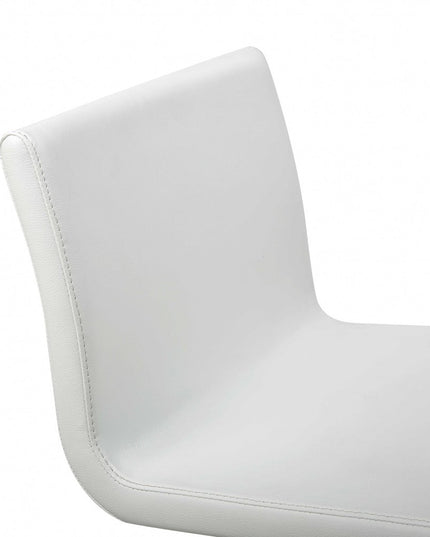 26 " White And Silver Stainless Steel Counter Height Bar Chair