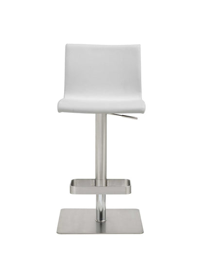 26 " White And Silver Stainless Steel Counter Height Bar Chair