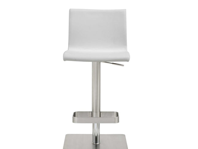 26 " White And Silver Stainless Steel Counter Height Bar Chair