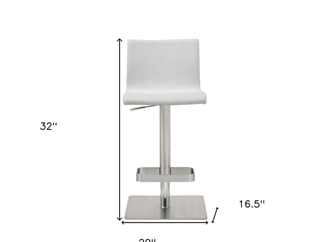 26 " White And Silver Stainless Steel Counter Height Bar Chair