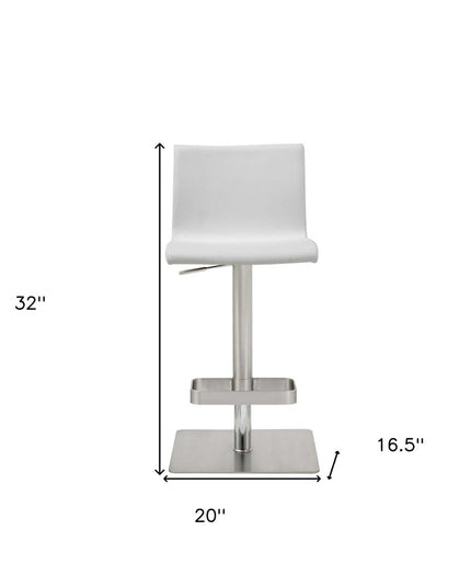 26 " White And Silver Stainless Steel Counter Height Bar Chair