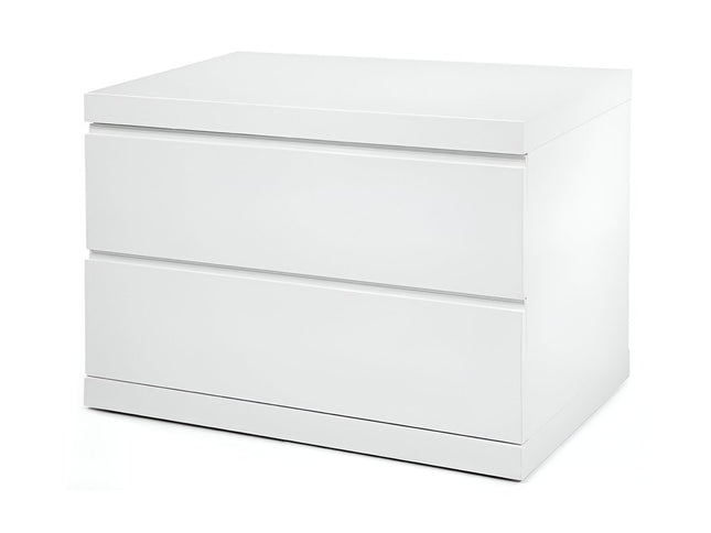 20" White Wood Two Drawer Nightstand
