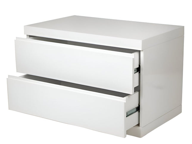 20" White Wood Two Drawer Nightstand