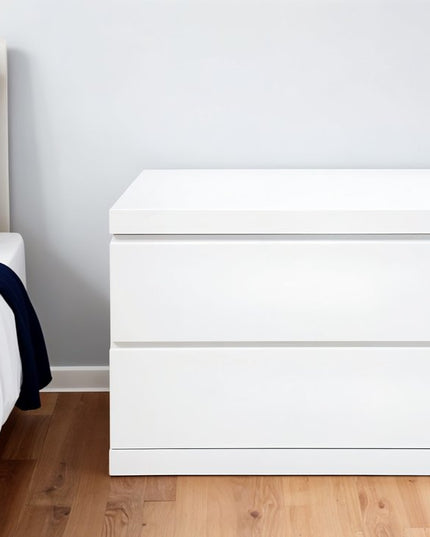 20" White Wood Two Drawer Nightstand