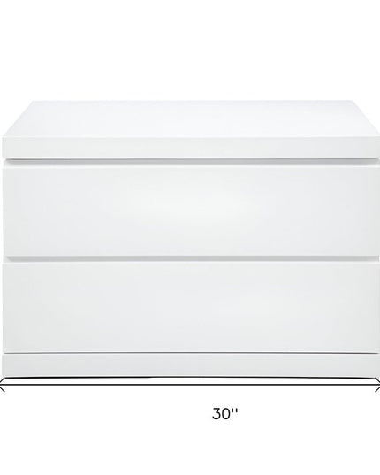 20" White Wood Two Drawer Nightstand