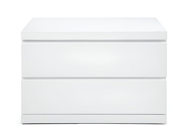 20" White Wood Two Drawer Nightstand