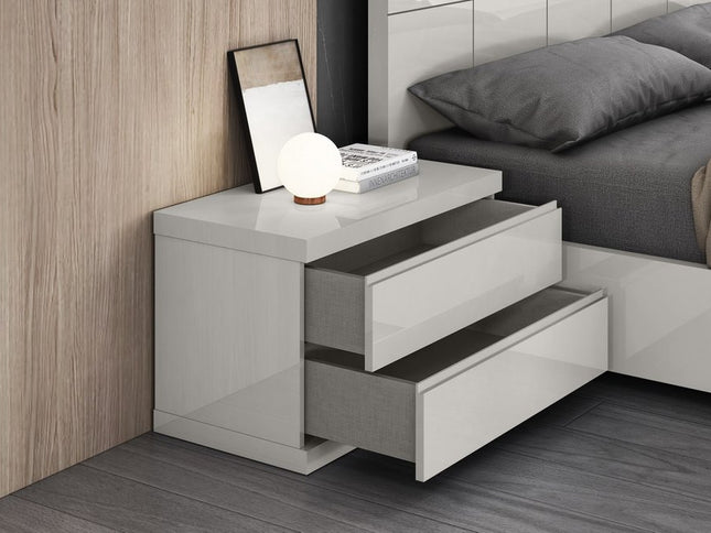 Modern Gray Woodgrain Finish 2 Drawer Nightstand