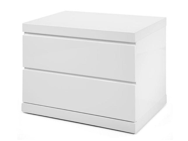 18" White Wood Two Drawer Nightstand