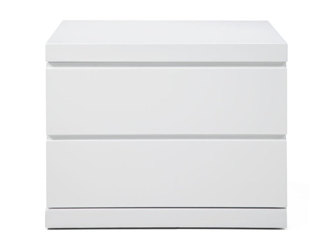 18" White Wood Two Drawer Nightstand