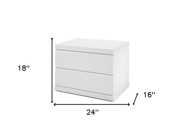 18" White Wood Two Drawer Nightstand