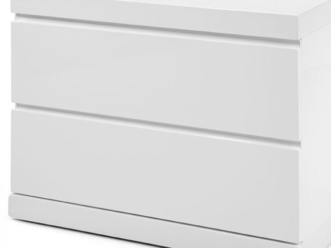 18" White Wood Two Drawer Nightstand