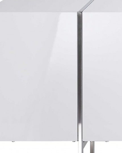 95" White Stainless Steel Solid Console Table