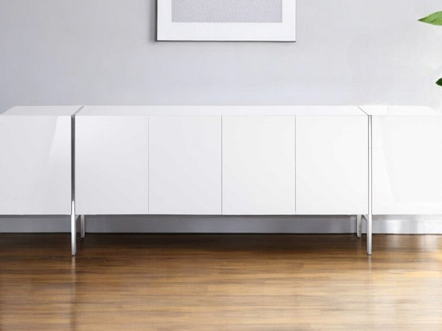 95" White Stainless Steel Solid Console Table