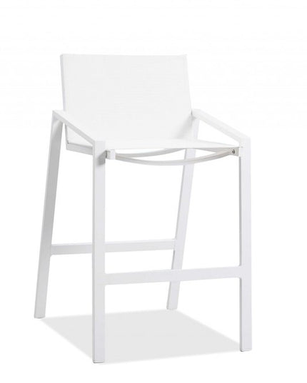 28" White Iron and Stainless Steel Counter Height Bar Chair