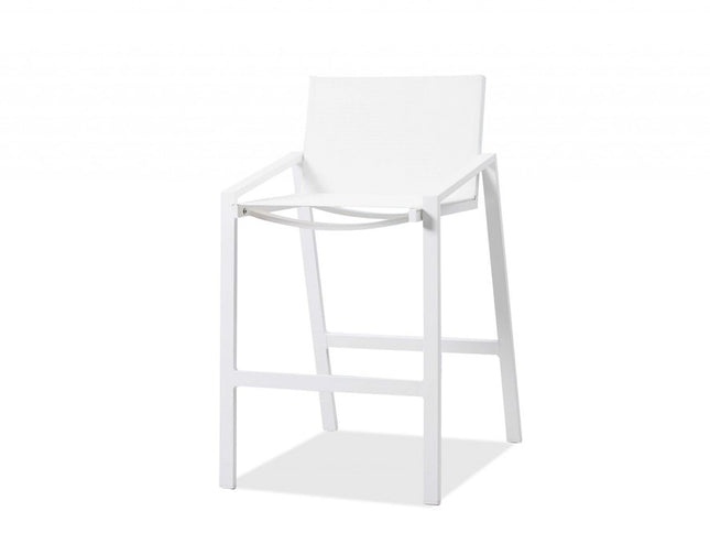 28" White Iron and Stainless Steel Counter Height Bar Chair