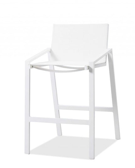 28" White Iron and Stainless Steel Counter Height Bar Chair