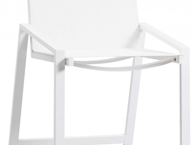 28" White Iron and Stainless Steel Counter Height Bar Chair