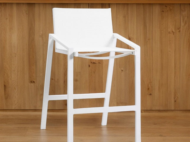 28" White Iron and Stainless Steel Counter Height Bar Chair