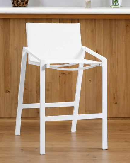 28" White Iron and Stainless Steel Counter Height Bar Chair