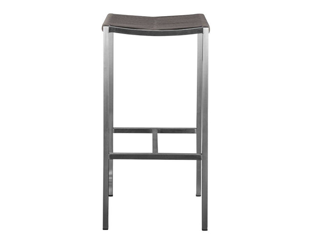 Set of Four 28" Brown and Silver Iron and Steel Backless Counter Height Bar Chairs