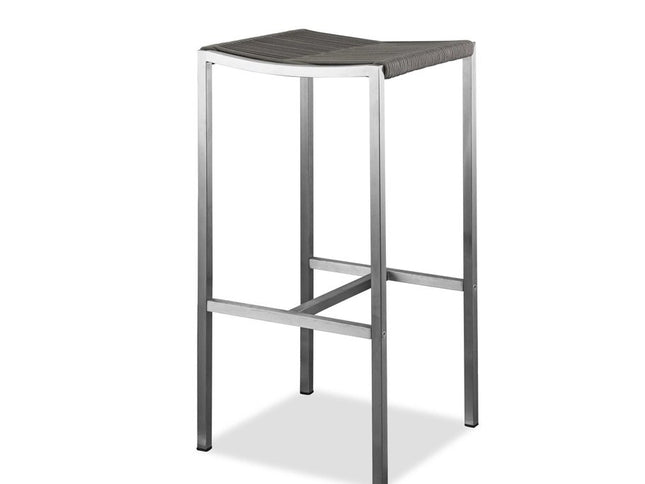 Set of Four 28" Brown and Silver Iron and Steel Backless Counter Height Bar Chairs