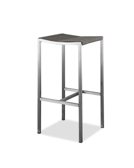 Set of Four 28" Brown and Silver Iron and Steel Backless Counter Height Bar Chairs