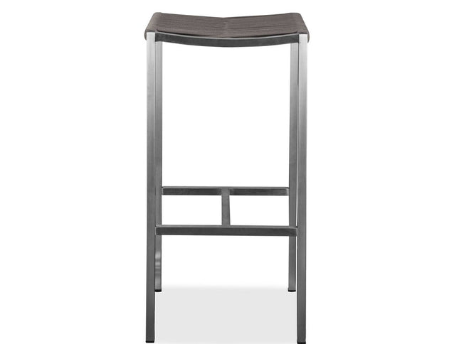 Set of Four 28" Brown and Silver Iron and Steel Backless Counter Height Bar Chairs