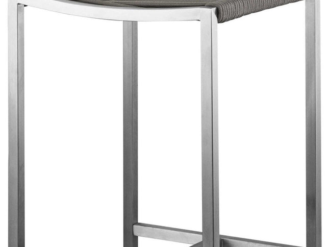 Set of Four 28" Brown and Silver Iron and Steel Backless Counter Height Bar Chairs