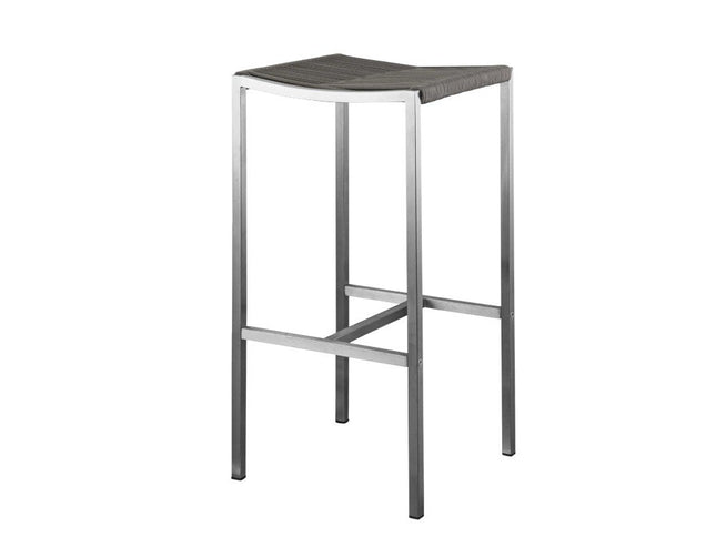 Set of Four 28" Brown and Silver Iron and Steel Backless Counter Height Bar Chairs