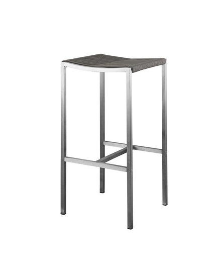 Set of Four 28" Brown and Silver Iron and Steel Backless Counter Height Bar Chairs