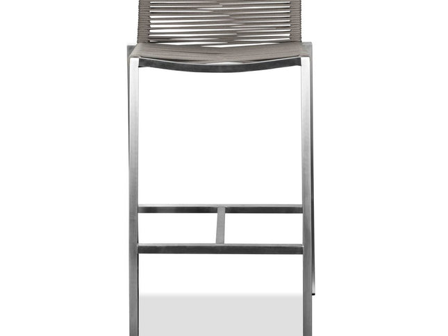 28" Brown And Silver Stainless Steel Low Back Bar Height Bar Chair