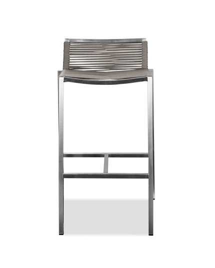 28" Brown And Silver Stainless Steel Low Back Bar Height Bar Chair