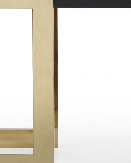 52" Black and Gold Glass Pedestal Console Table