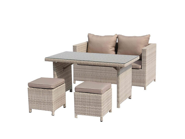 50" Beige Glass And Iron Coffee Table