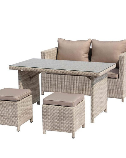 50" Beige Glass And Iron Coffee Table