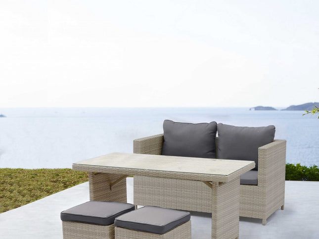 50" Beige Glass And Iron Coffee Table