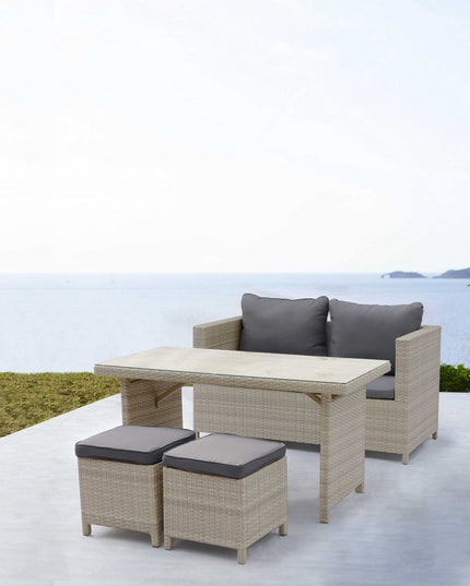 50" Beige Glass And Iron Coffee Table