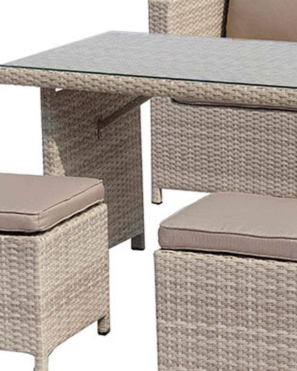 50" Beige Glass And Iron Coffee Table