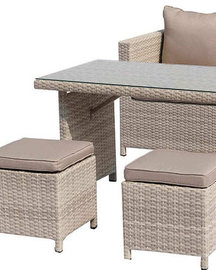 50" Beige Glass And Iron Coffee Table