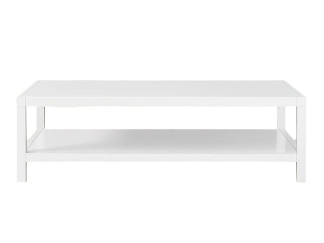 35" White Aluminum Coffee Table With Shelf