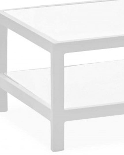 35" White Aluminum Coffee Table With Shelf