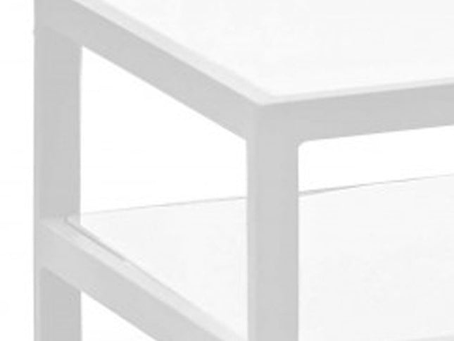 35" White Aluminum Coffee Table With Shelf