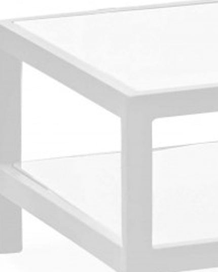 35" White Aluminum Coffee Table With Shelf