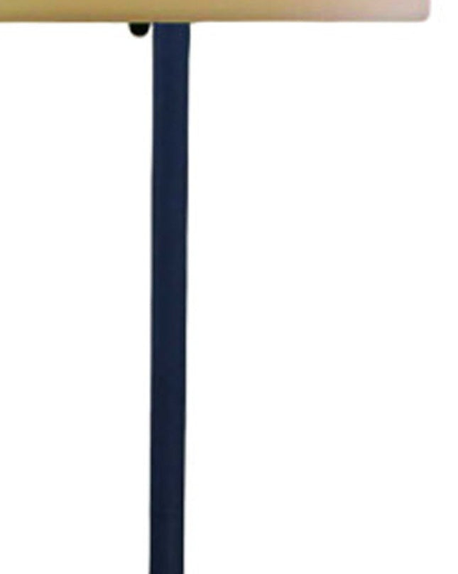 60" Black And White Floor Lamp With White Fabric Bowl Shade