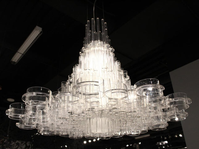 39 X 39 X 70 White Acrylic Pendant Lamp