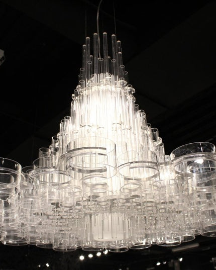 39 X 39 X 70 White Acrylic Pendant Lamp