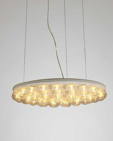 29 X 29 X 7 White Glass Metal Pendant Lamp
