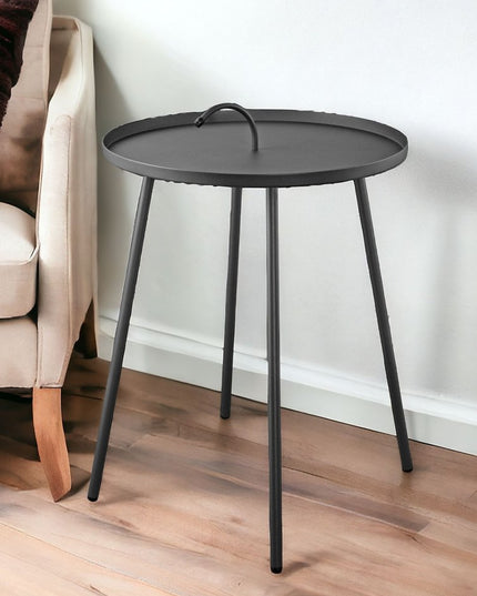 25" Gray Stainless Steel Round End Table