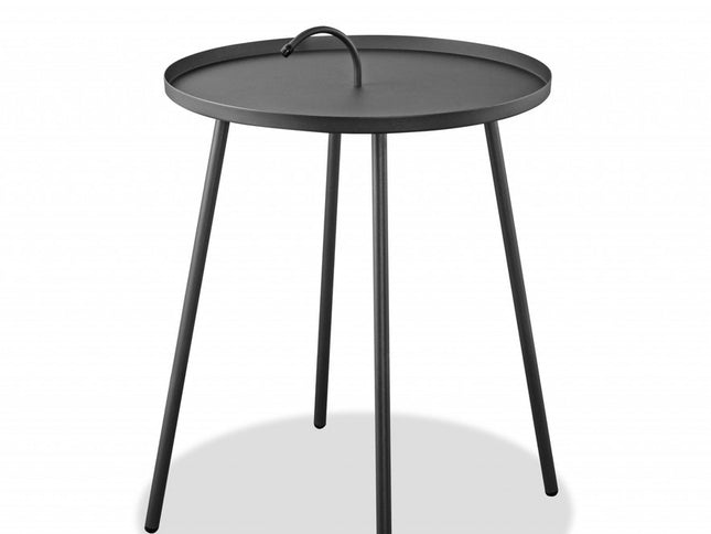 25" Gray Stainless Steel Round End Table
