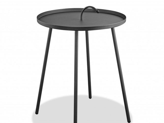 25" Gray Stainless Steel Round End Table